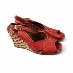 Red Wedge Sandals